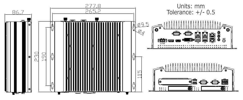Fanless PC TB-5045 Drawing