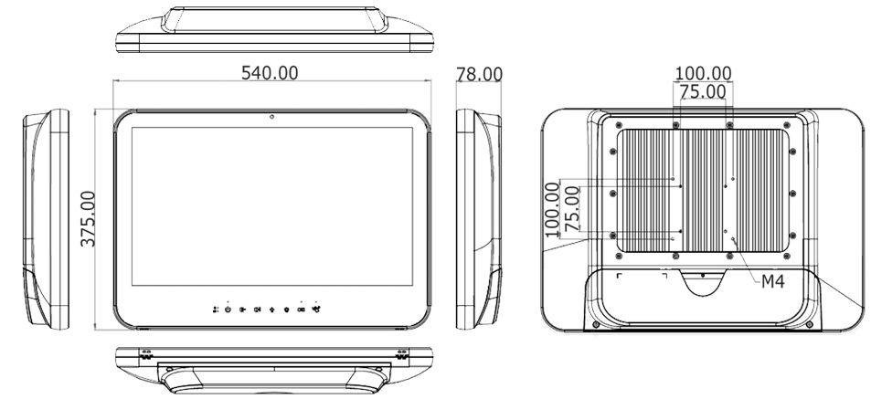 22" Healthcare Panel PC Drawing
