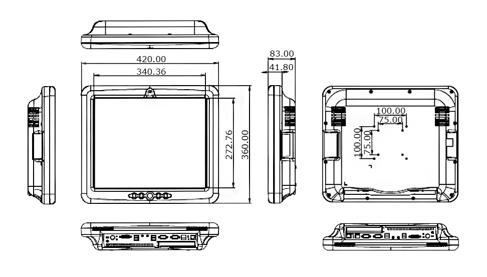 17" Medical Panel PC Drawing