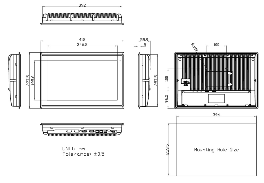 16-inch Industrial Computer Dimensions
