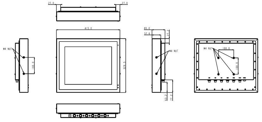 TR-0810-15 Fanless Panel PC Drawing