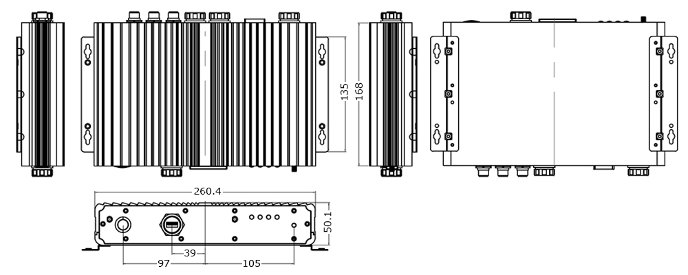 IP65 Box Computer Technical Drawing