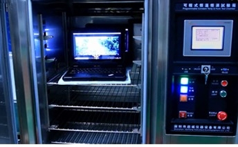 MIL-STD-810 temperature test being run on a laptop