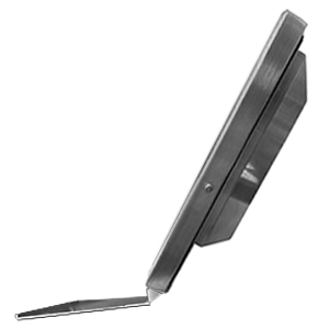 Seitenansicht des wasserdichten Computers Teguar aus Edelstahl mit Tastaturablage