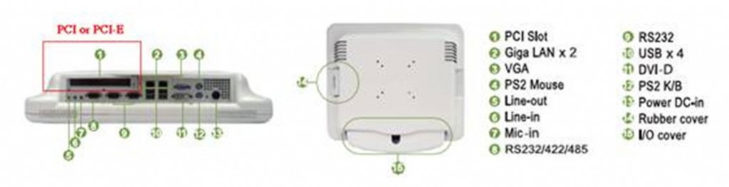 Back and bottom views of the Teguar T-171D medical computer