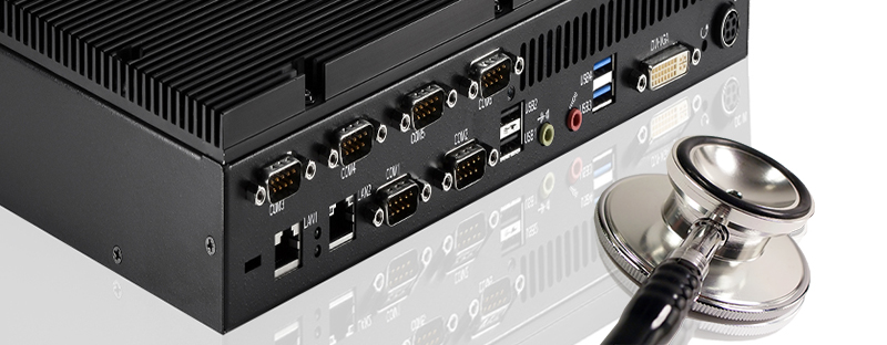 Lüfterloser medizinischer Box-Computer und ein Stethoskop