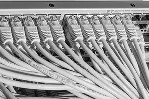 Ethernet-Kabel an Switch-Hub angeschlossen