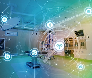 Depiction of a TPM connecting hardware in a room