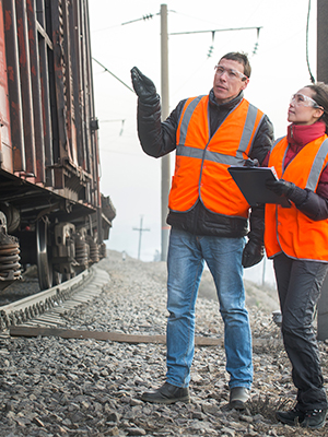 Two logistics coordinators using a rugged tablet to work