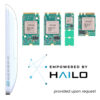 22" medical computer side and series of Hailo chips with the phrase Empowered By Hailo written below