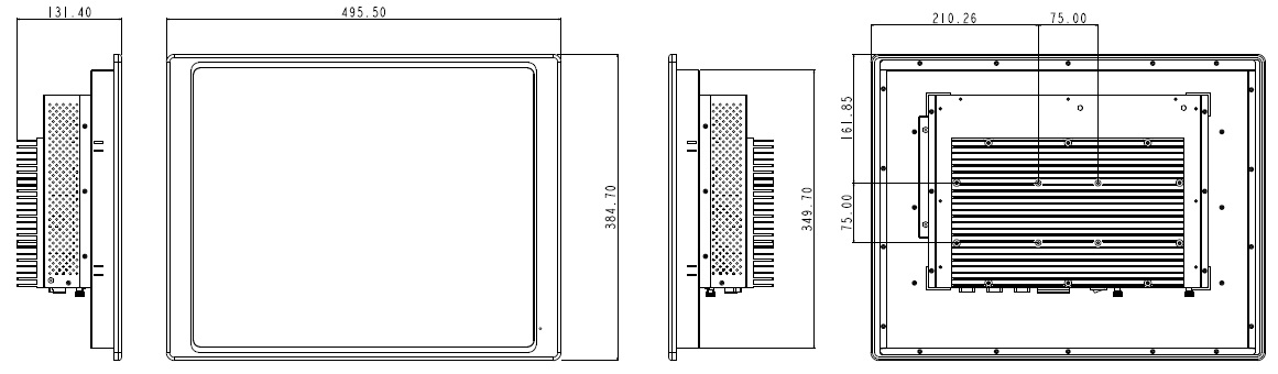 19 inch Industrial HMI two-dimensional drawing