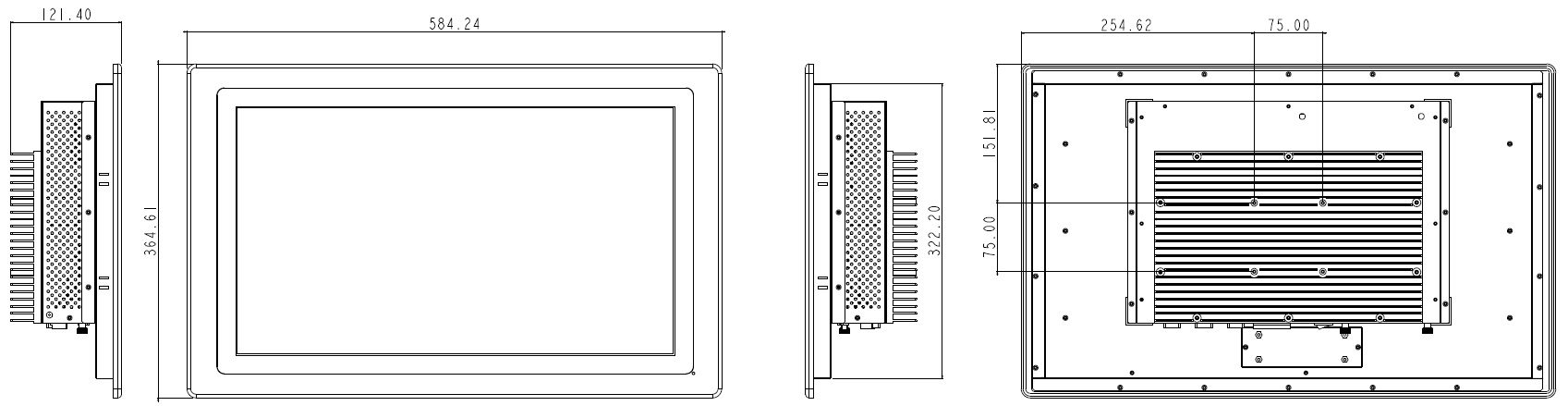 22 inch Industrial HMI two-dimensional drawing