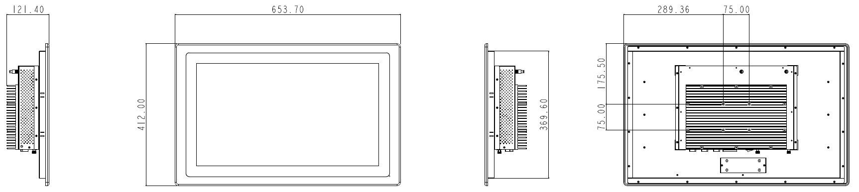 24 inch Industrial HMI two-dimensional drawing