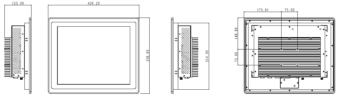 17 inch Industrial HMI two-dimensional drawing
