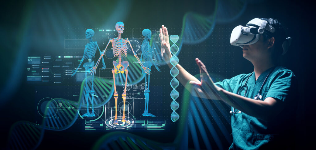 Arzt mit medizinischer VR-Computertechnologie  