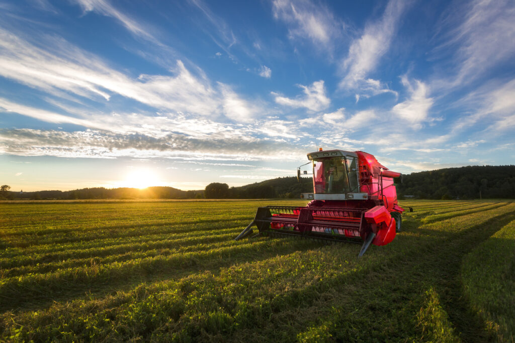 Industrial Agriculture Machinery in a field