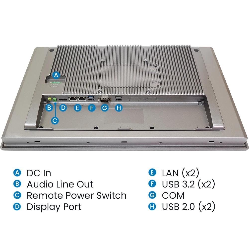 Flush Mount Panel PC TP-4845 Labeled IO Diagram