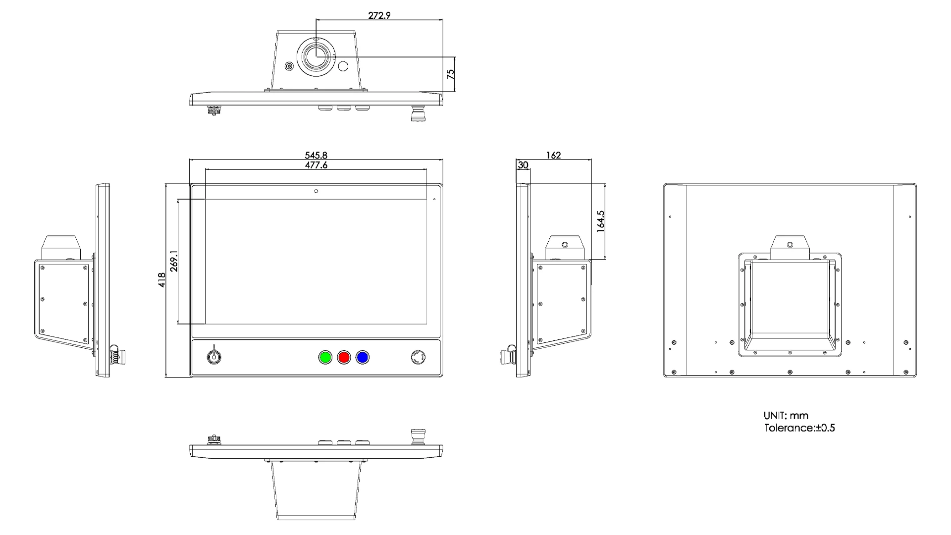 22 inch Operator Interface Terminal 2D Drawing