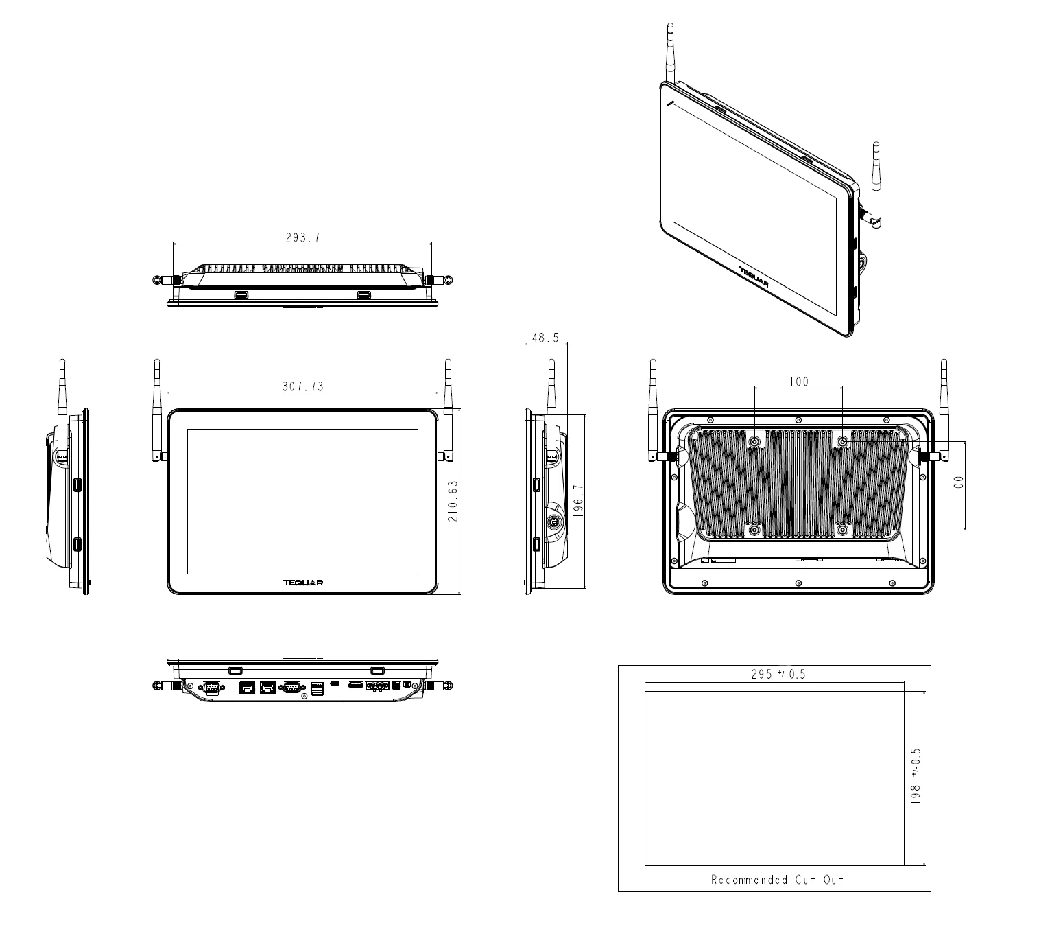 Pinnacle Panel PC TP-4800-12 2D Drawing