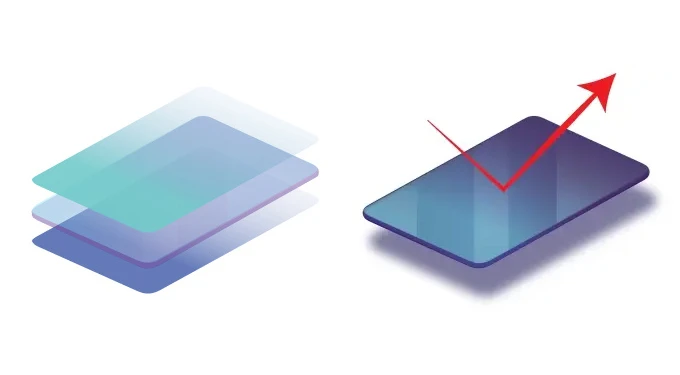 Illustration der Schichten im TP-4800 direkt gebondeten Sieb