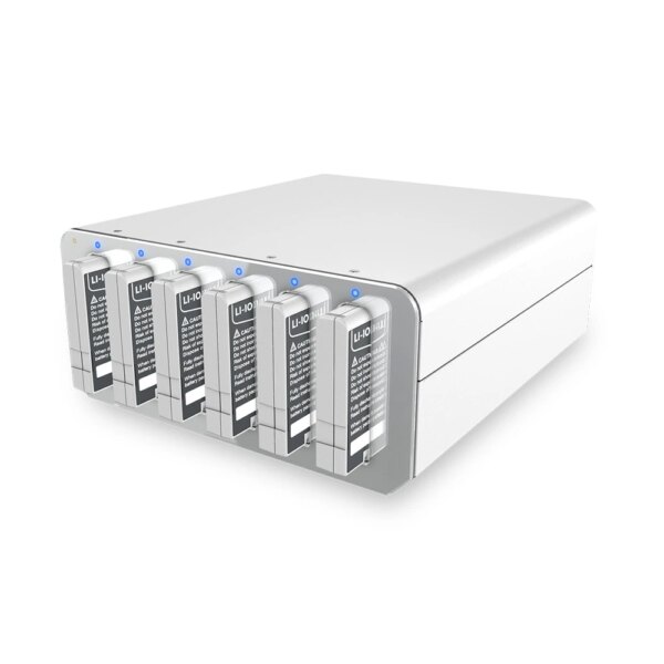 TME-7115 Battery Charger with all 6 bays holding batteries.