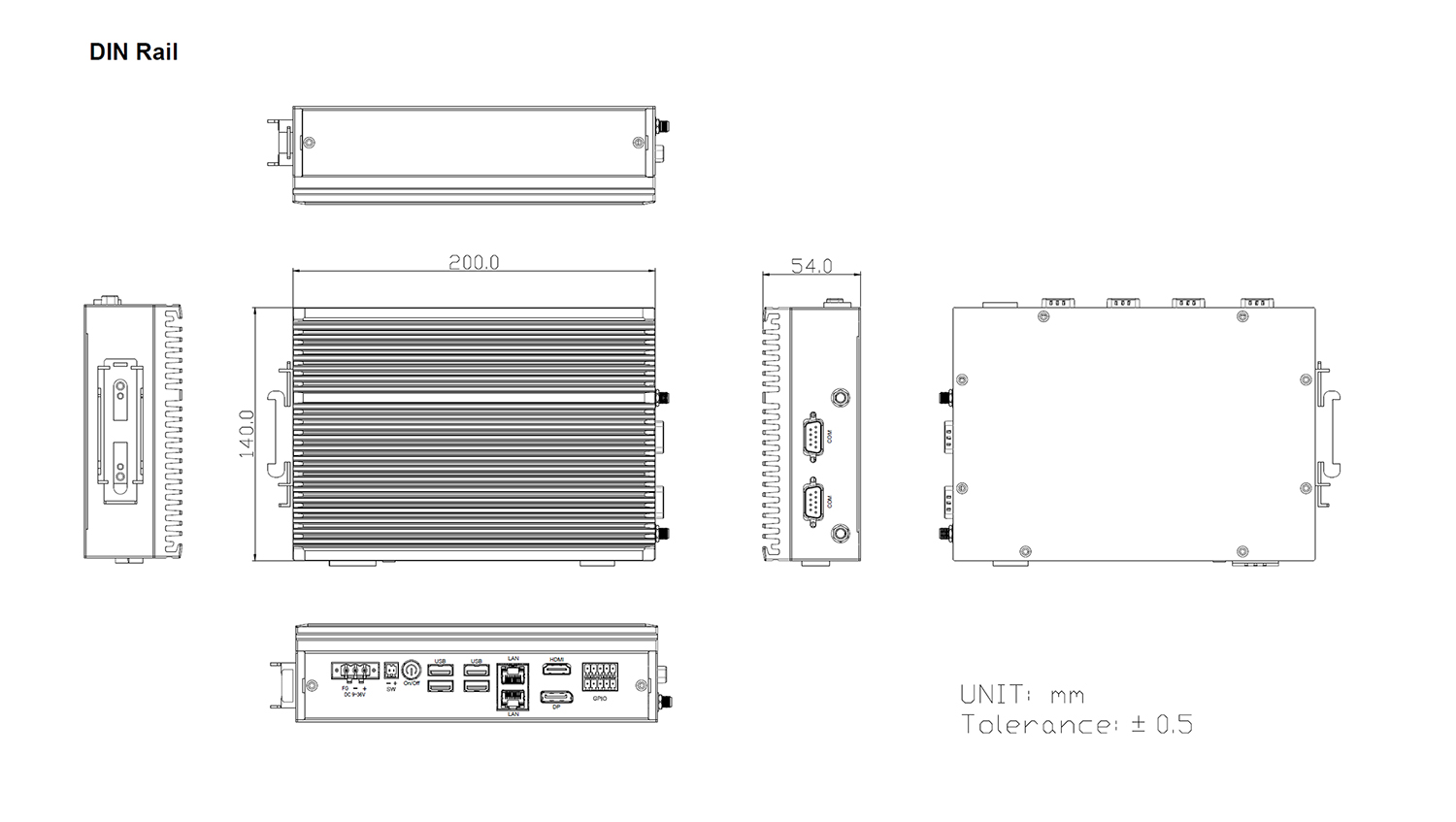 TB-6145 DIN Rail Mount Drawing