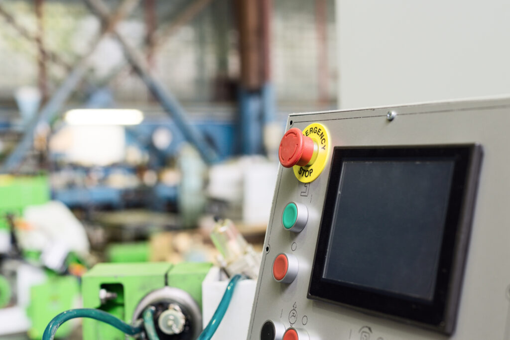Keypad control panel and LCD screen of metalworking machine