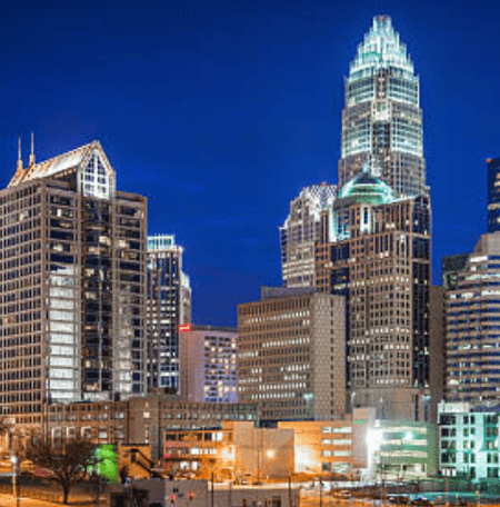 Charlotte City skyline at night
