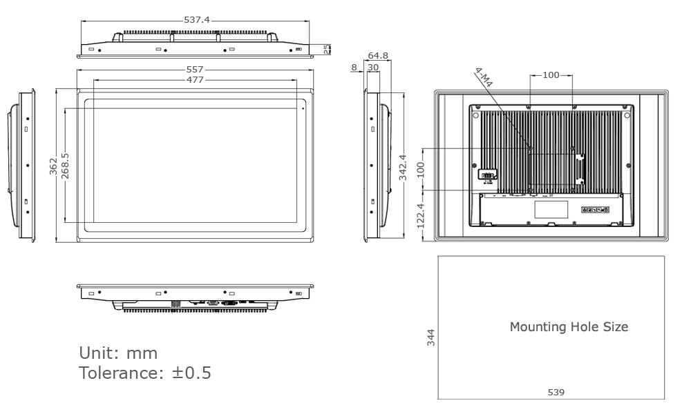 Industrial Monitor Technical Drawing