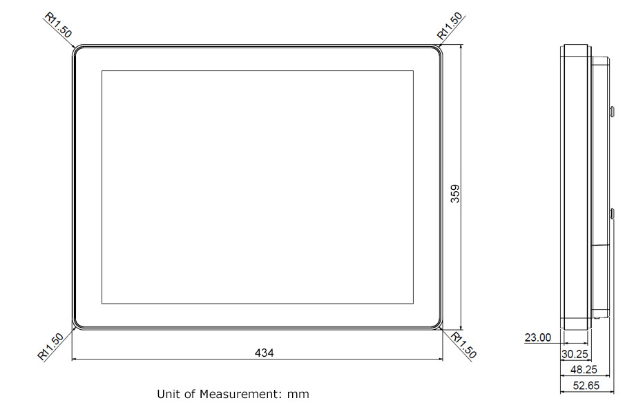 TP-4040-19R fanless touchscreen computer drawings