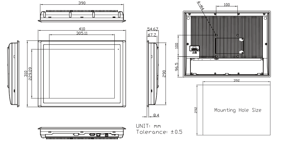 Touch Screen Panel TP-A945-22 Technical Drawings