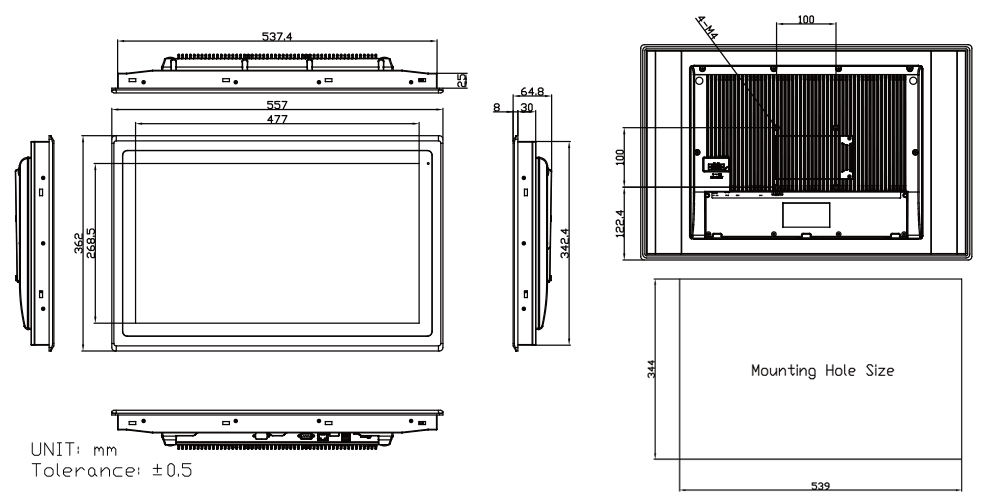 Touch Screen Panel TP-A945-22 Technical Drawings