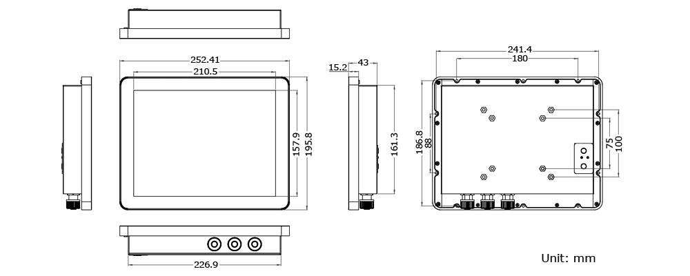 IP65 PC Technical Drawing