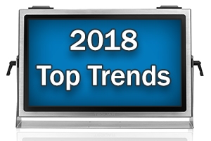 A computer monitor that says 2018 Top Trends