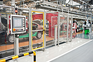 Car production line operated by industrial panel pc