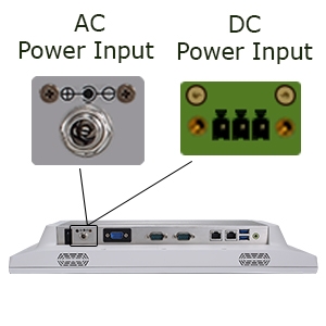 Teguar TM-4033-15 bottom view with focus on AC and DC power inputs