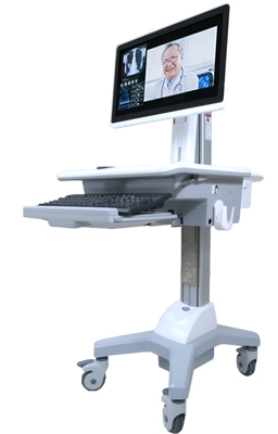 Medical cart computer during a telehealth appointment