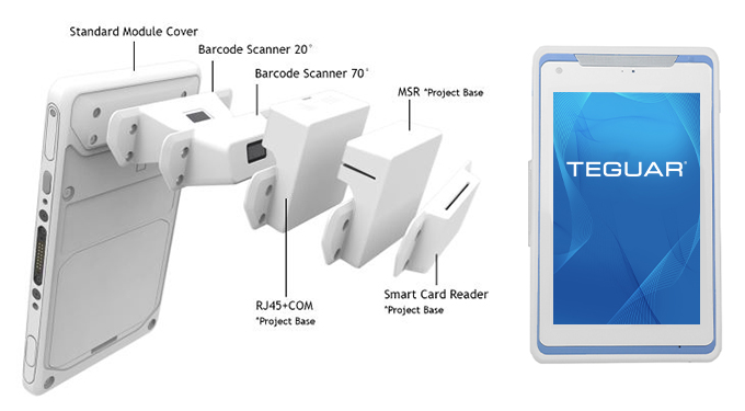 Teguar TM-4391 medical tablet expansion modules & blue housing
