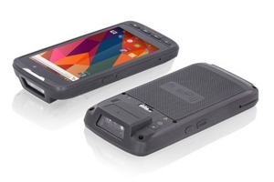Front and back views of the Teguar TRH-A5380-05 rugged handheld device