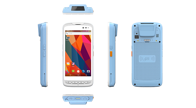 Front, back, and side views of the TRH-A5380 rugged handheld