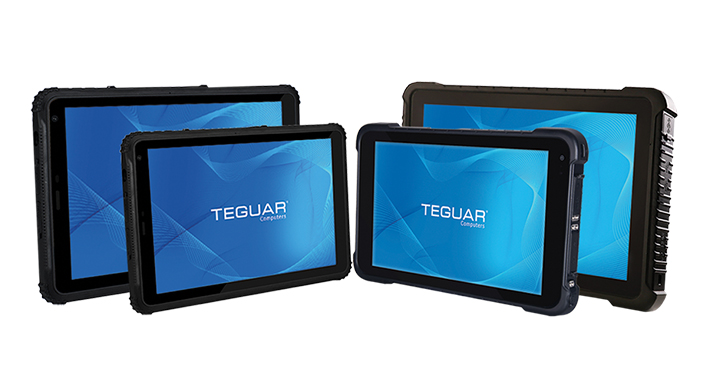 Four sizes of the Teguar TRT-A5380 series of rugged tablets
