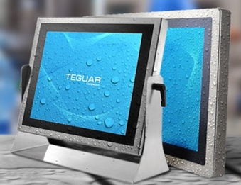 Two Teguar waterproof pc panels covered in water