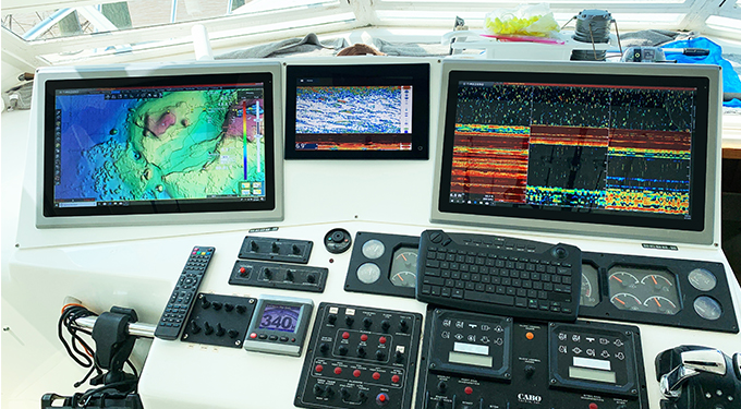 Workstation with a wide assortment of industrial displays