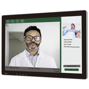 PC panel displaying a doctor during a telehealth visit