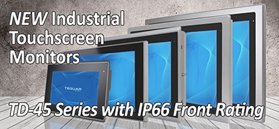 New industrial touchscreen monitors TD-45 series with IP66 front rating