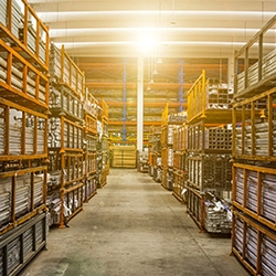 Warehouse floor filled with pallets of inventory