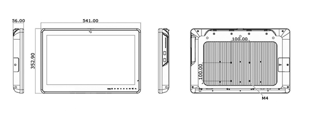 Dimensions of a rugged tablet