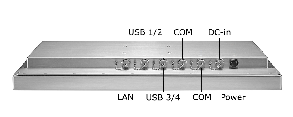Inputs and outputs of Teguar's TS-5610-24 Stainless Steel Computer