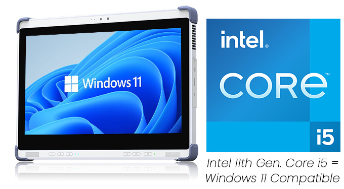 picture demonstrating that the TMT-5957-13 has an Intel 11th Gen. Core i5 processor, meaning it is Windows 11 compatible