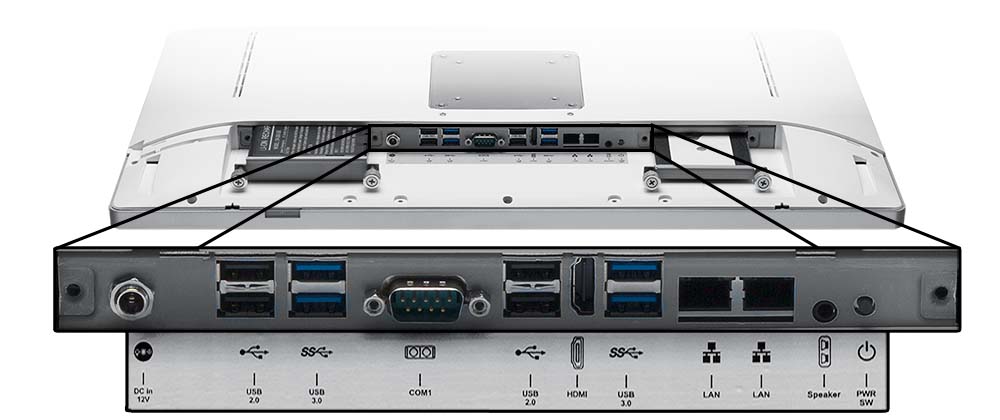 inputs and outputs of the tp-5900-24 fanless aio pc